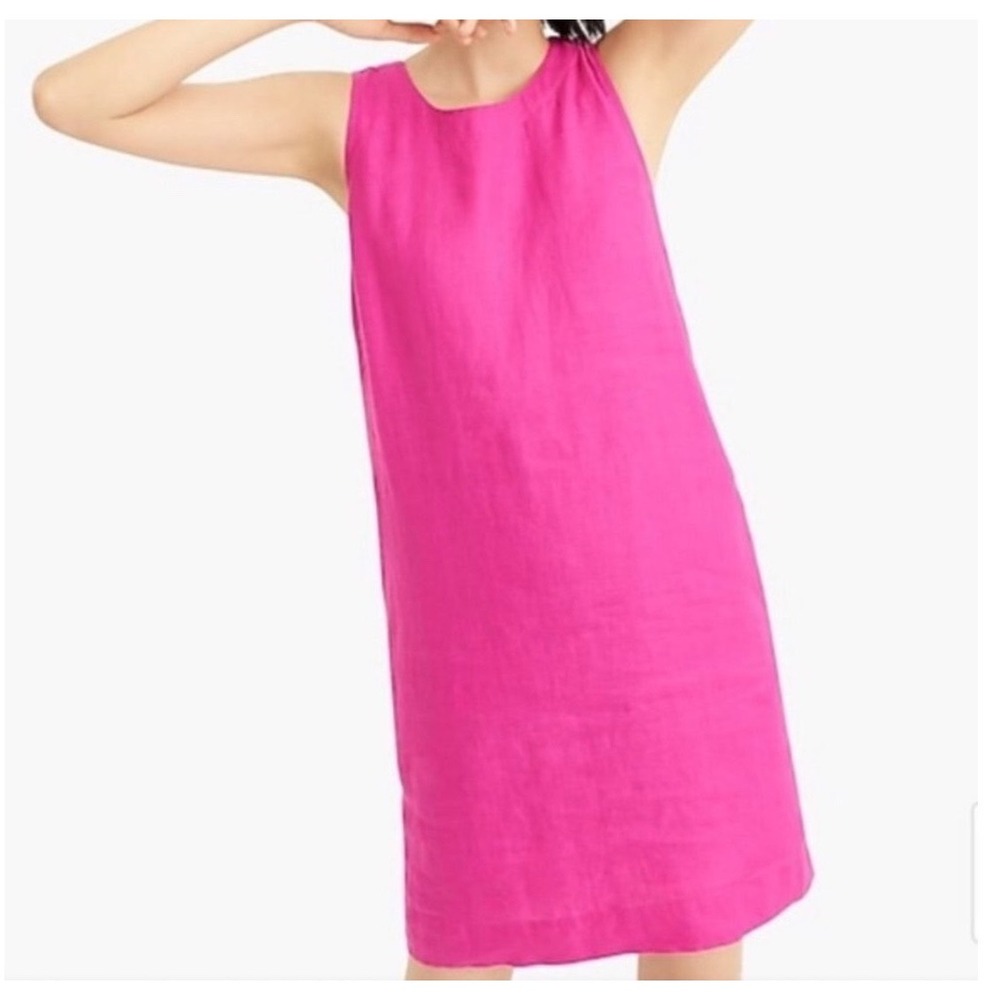 J.Crew Pink Linen Blend Sleeveless Shift Pocket Dress CK843 Womens 12